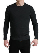 Dolce & Gabbana Gray Wool Round Neck Pullover Sweater -   -  Dolce & Gabbana.